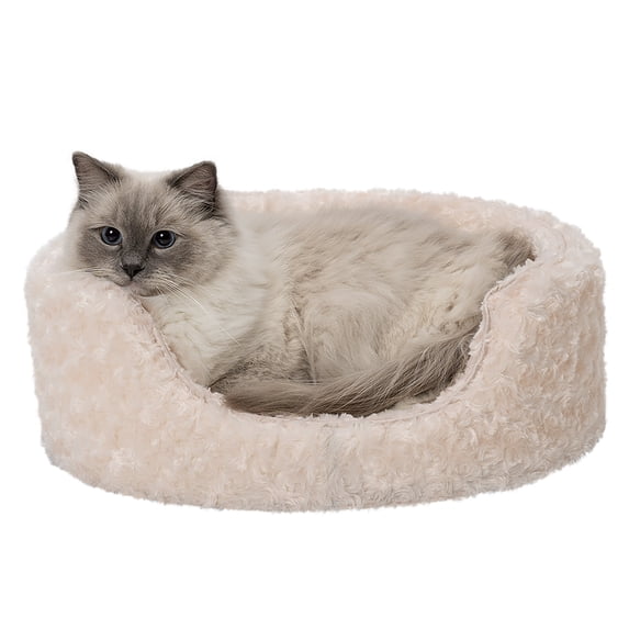 FurHaven Ultra Plush Small Pet Bed with Removable Pillow, Cream