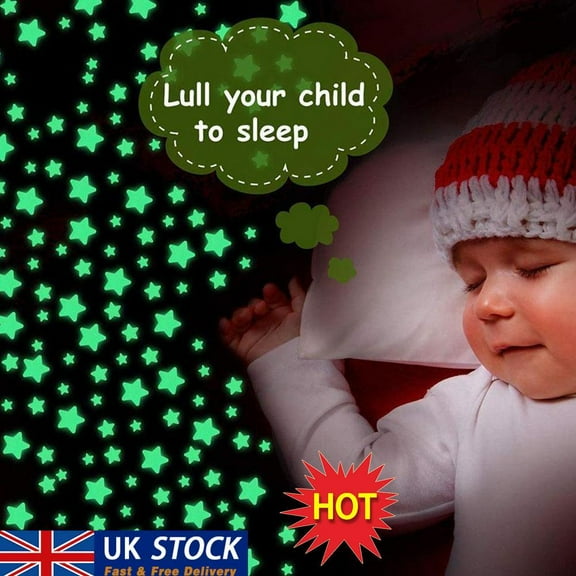 FurNest 100 Pcs 3D Wall Glow In The Dark Stars Stickers Kids Nursery Room DIY