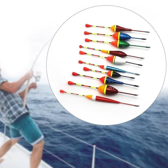 FurNest 10pcs Carp Fishing Floats Set Buoy Bobber Stick Fish Mix H41r Color. H