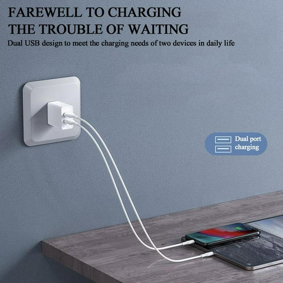 FurNest 12W USB Wall Charger 2-Pack with Dual Port 2.4A/5V Plug