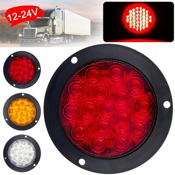 FurNest 16 LED Tail Light 4" Round Red Stop Turn Trailer Light For RV Truck Universal Car * Warning V7F4 Taillight
