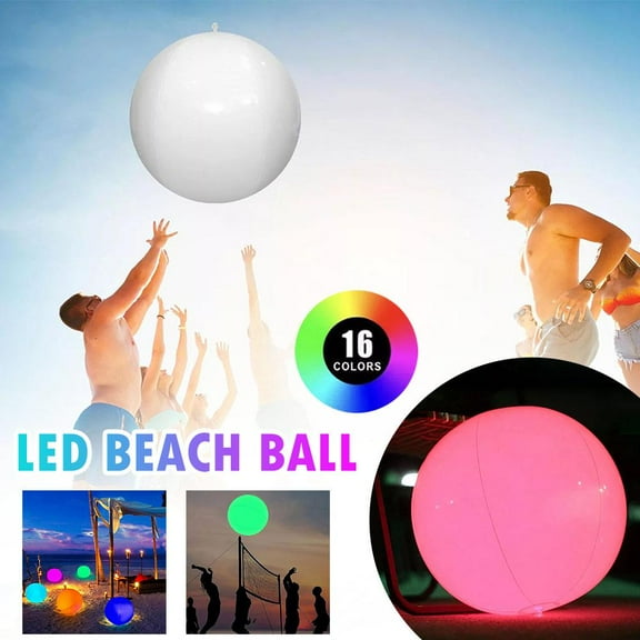 FurNest 16inch LED Beach Ball 16 Colors Changing Light Up Pool Ball A9B6 Y8B9