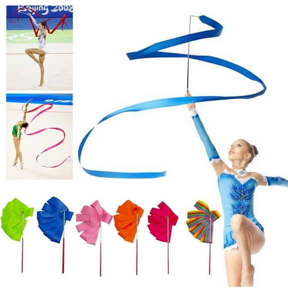 FurNest 1PCS Colors Ribbon Dance Rhythmic Gymnastic Streamer Baton Rod Twirling H