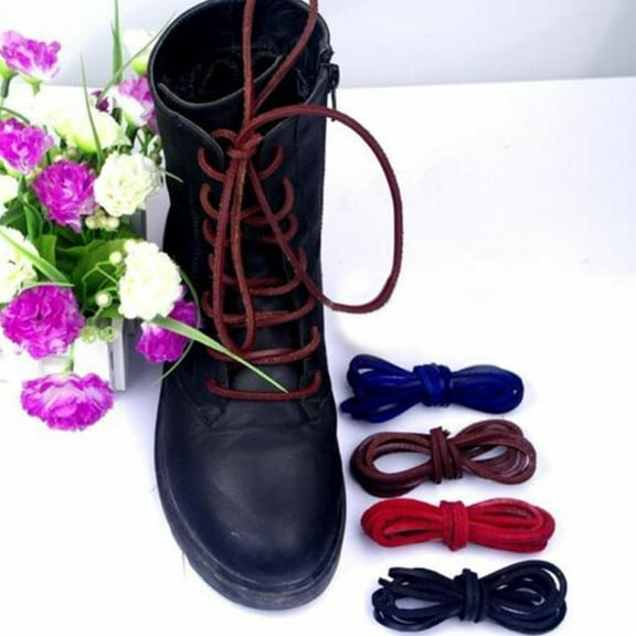 FurNest 1Pair Rawhide Leather Shoelaces Unisex Shoe Boot Laces Thin S0K2