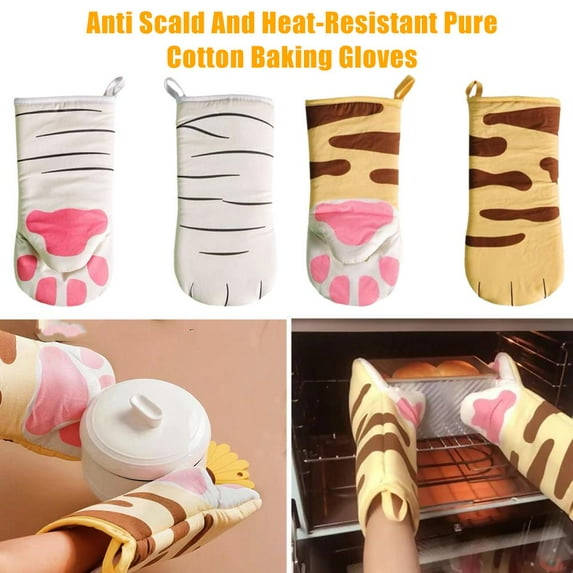 FurNest 1pcs 3D Cartoon Paws Oven Mitt Long Cotton Baking Insulation Gloves For Microwave Heat Tool Resistant oven high glove, mitt insulated themed themed themed fun resistant gloves holders k m