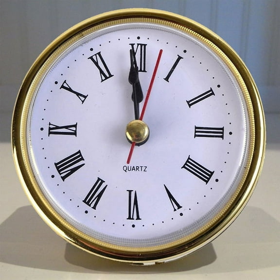 FurNest 2-1/2" (65mm) QUARTZ CLOCK UP/Insert, Gold Trim, Roman Numeral, White