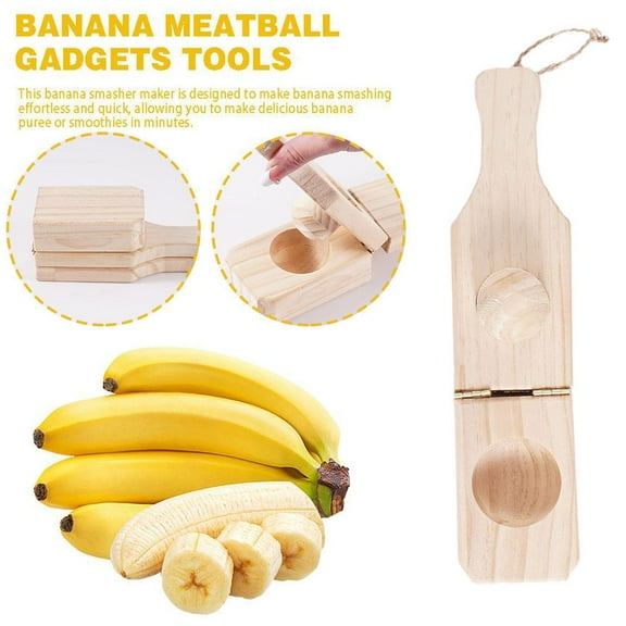 FurNest 2 In 1 Wooden Banana Smasher Maker Reusable Fruit Kitchen Pres