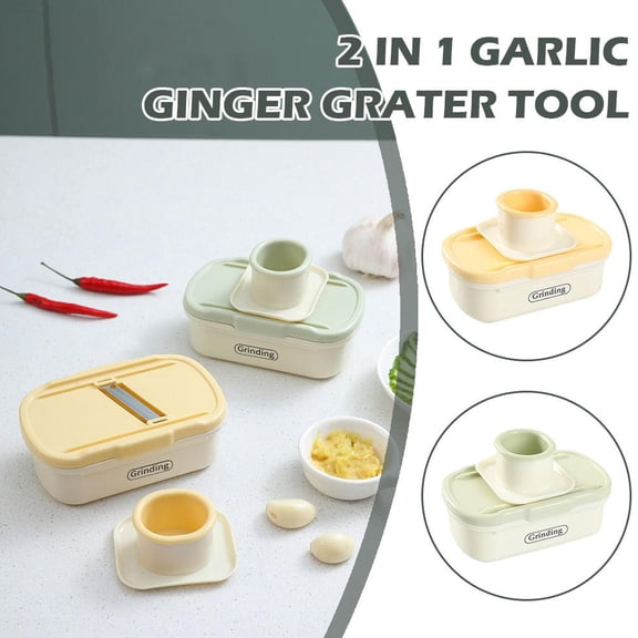 FurNest 2 in 1 Garlic Ginger Grater Tool Garlic Slicer, Multifunction Nutmeg Grinder Ginger Press Hand G Garlic Catcher, Grater