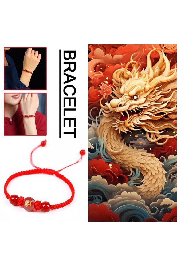 2024 Lucky Dragon Adjustable Handmade Red String Rope Bracelet M5T1