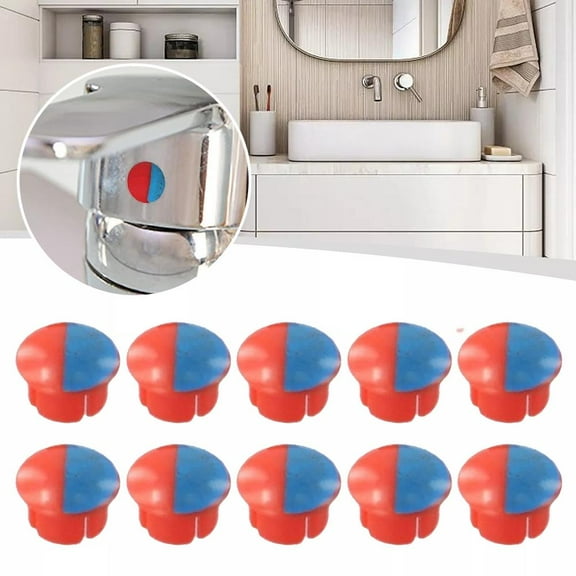 FurNest 20PACK Hot Cold Indicator For Faucets,Faucet Hot and Cold Sign,Hot/Cold Faucet Temperature Faucet Signs Switch Labels F