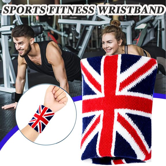 FurNest 2x ENGLAND UNION JACK SPORT SWEATBAND WRISTBANDS CYCLING BAND SWEAT N