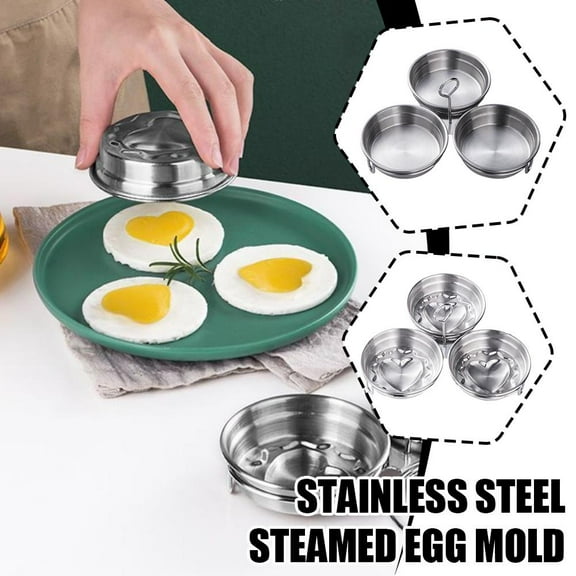 FurNest 3pieces Stainless Steel Poached Egg Maker With Handle Easy To Extract