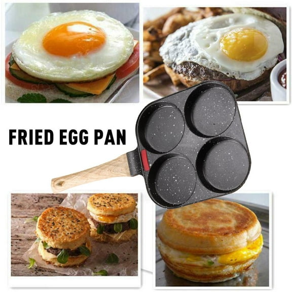 FurNest 4 Hole Omelet Pan Burger Egg Pancake Maker Bakelite Poached Pan Frying