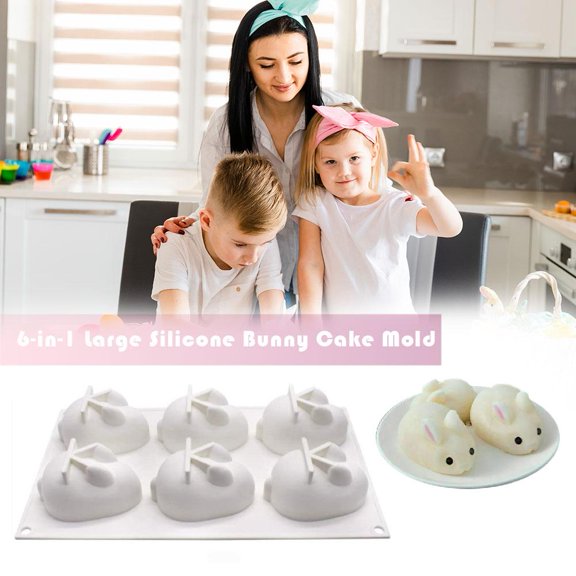 FurNest 6 Rabbits Easter Bunny Silicone Mould Chocolate Fondant Jelly Ice Cube