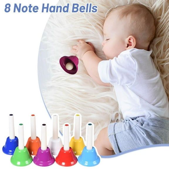 FurNest 8Pcs Colorful Hand Percussion Bells Hand Bells for Classroom Adults Ch