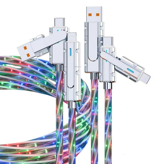 FurNest BaYuYPOO RGB Fast Multi Charging 4 in 1 Starlight Colorful Glowing USB Type C Cable, Charge USB Charging Car up Multi LED Light