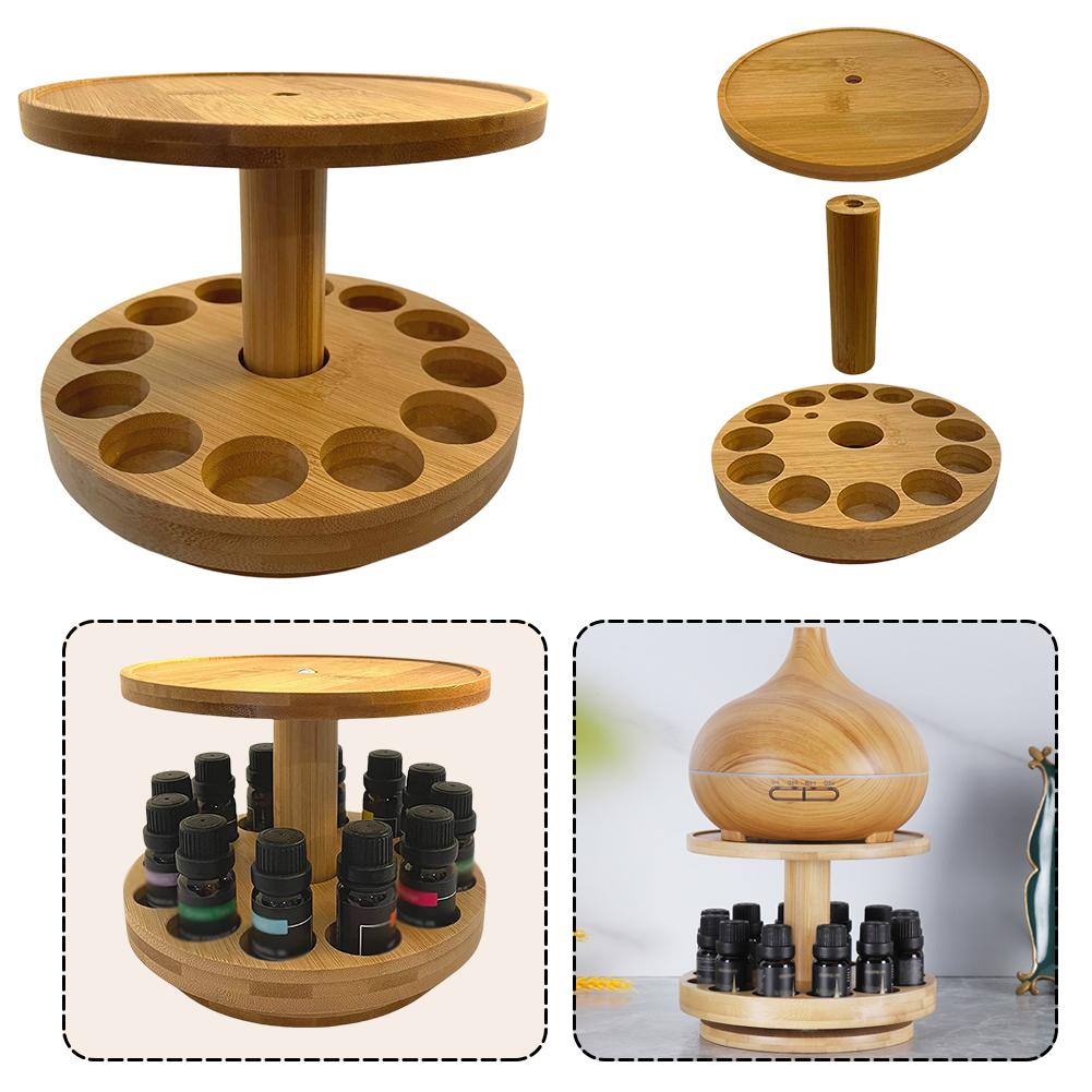FurNest Bamboo Diffuser Holder Carousel- 2 Tier Height Increase Rack ...
