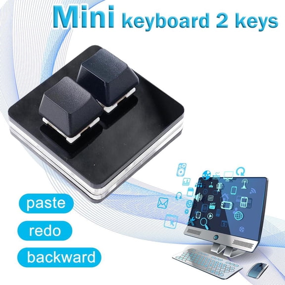 FurNest Black 2 Key Keypad Mini Keyboard Copy Paste Custom Shortcut Key Password Machine Sayode
