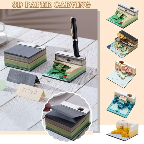 FurNest Block Memo Pad 3D Notepad Mini Mosque Model Paper Carving Art Sticky Notes