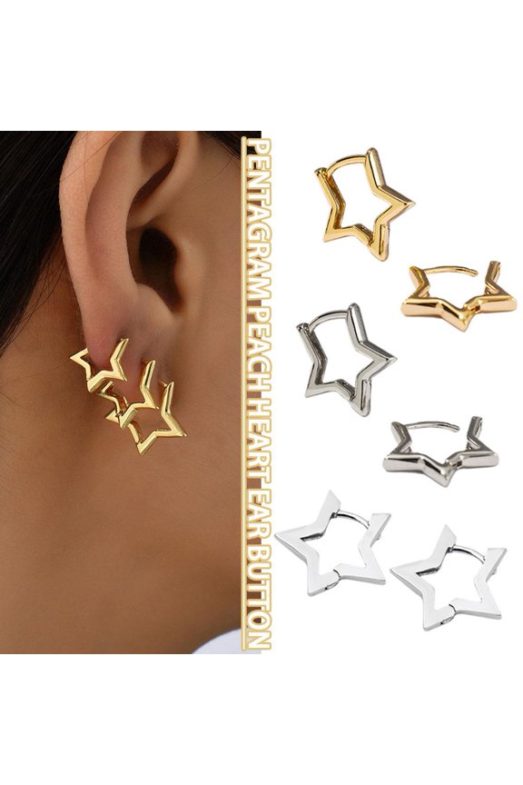 Bold Star Hoops Earrings for Women in SilverGold Plating Hot Z2 Design