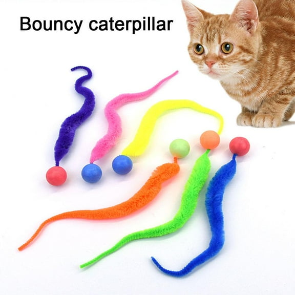 FurNest Bouncy Ball with Tail Cat Toys' Magic Worm with Ball Toy For Cats R1C