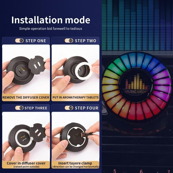 FurNest Car Aromatherapy Outlet Atmosphere Light Voice Light Sound Light Decorative Perfume Smart Lights Car B9B4 Rhyth