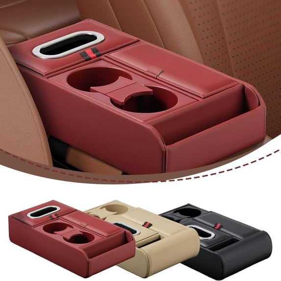 FurNest Car Center Console, Universal Rear Bench Seat Consoles, Back Seat Car Organizer with Cup Holder, Large Storage Box, Central Armres