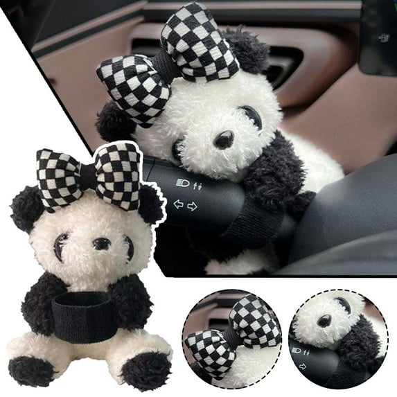 FurNest Car Cute Bowknot Panda Wiper Turn * Switch Ornaments Doll Plush