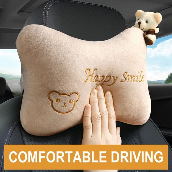 FurNest Car Headrest Neck Protection Pillow Support Soft Head Rest Car Plane C
