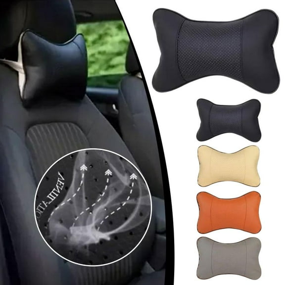 FurNest Car Neck Pillows Both Side Pu Leather Headrest For Head Pain Car Pi