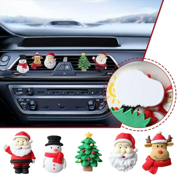 FurNest Car Vent Patch Santa Claus Decoration Mini Cute Car Interior DecoraX8