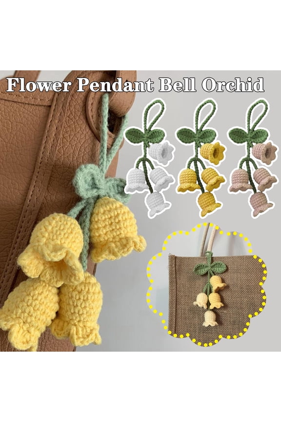 Chimes Flower Pendant Bell Orchid Crocheted Wind Knitted Keychain Key