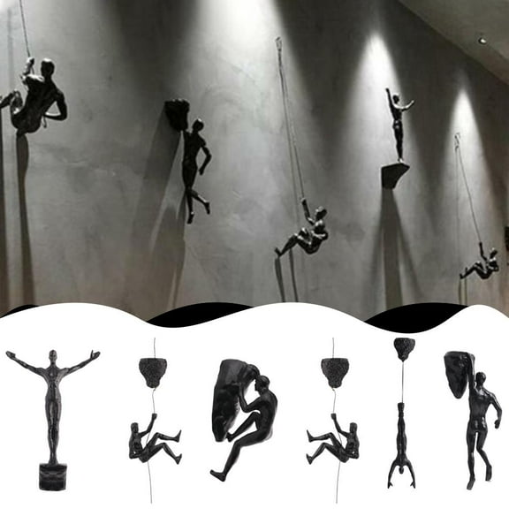 FurNest Creative Climbing Man Resin Iron Wire Wall Hanging Figures Scul NEW