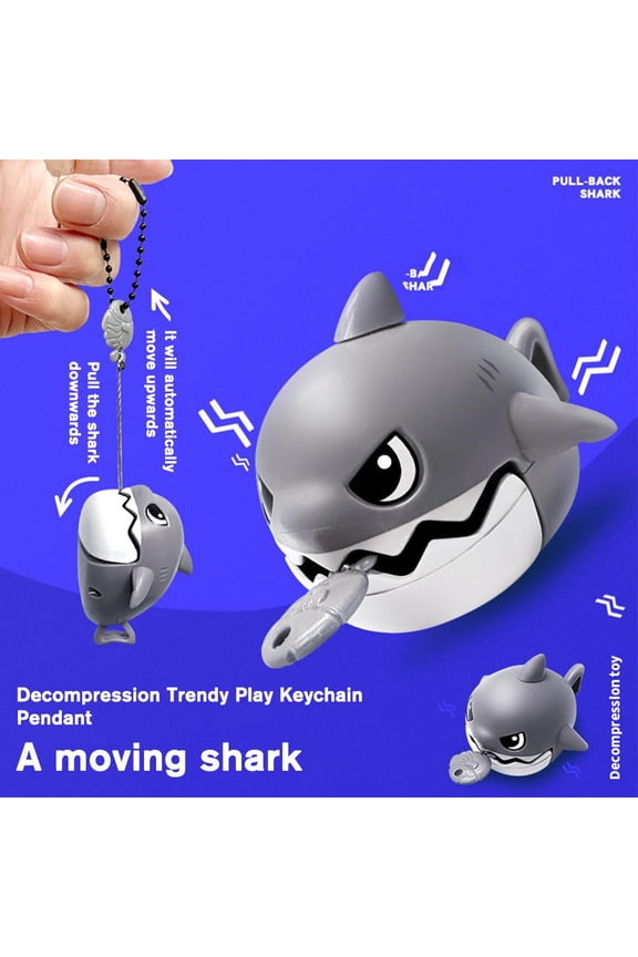 Creative Pull-string Shark Backpack Decoration Keychain GJUY* Toy
