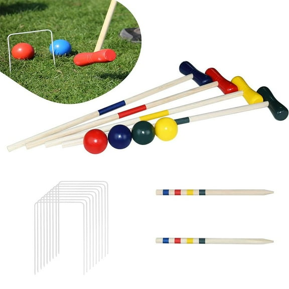 FurNest Croquet Set for Adults, Croquet Sets for Families Set – 6-player Wooden Mallet Game with Metal Wickets and Carry Bag, for Backyard, Lawn or Par