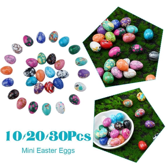 FurNest Crystal Easter Eggs,10/20/30pcs Natural Glass Easter Eggs Collectible Figurines Bulks Small Glass Stones for DIY Spring Party Favor Craft