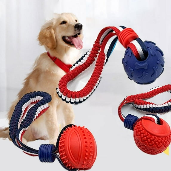 FurNest DOG BALL ON A ROPE CHEW TOYS INTERACTIVE TOY ROPE BALL STRONG TOYS PUP
