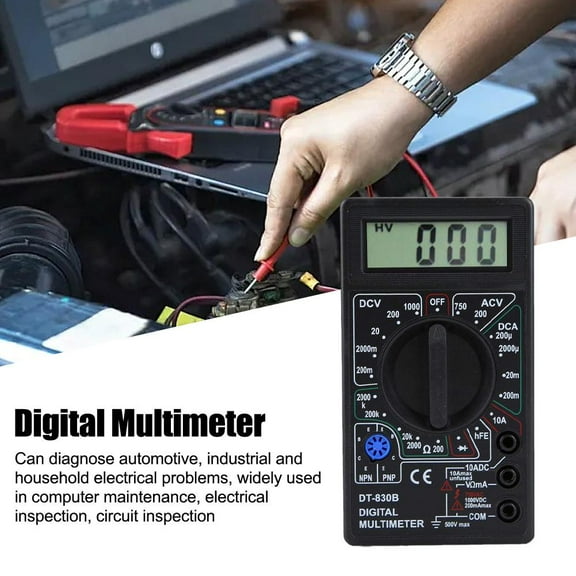 FurNest DT-830B Multimeter Multifunctional, Multimeter Portable LCD Digital Amp Volt Ohm Tester Voltmeter Ohmmeter Meter for Automotive Househol