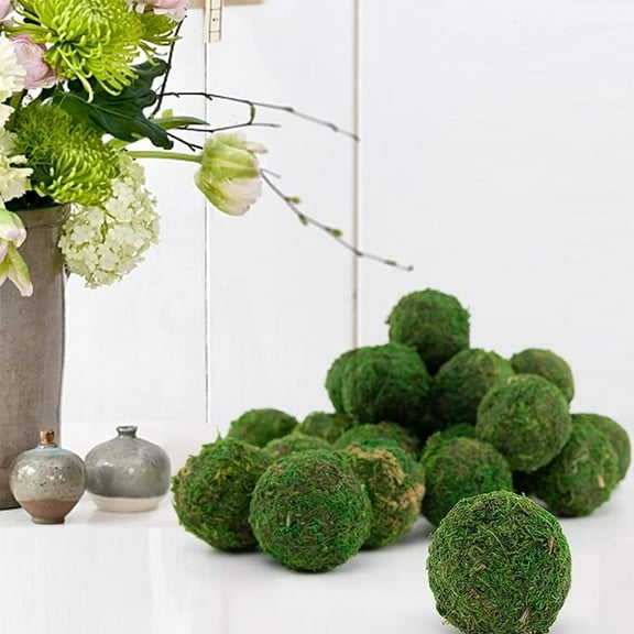 FurNest Decorative Moss Balls, Artificial Green Plant Mossy Balls, 2025 Fake Moss Balls for Centerpiece Artificial Balls for Vase Filler Live Moss Balls for Home Dough Bowl Vase Party Wedding Di