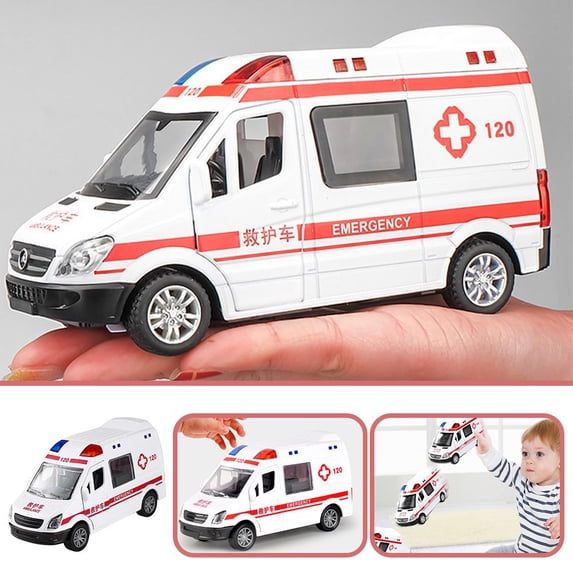 FurNest Diecast Alloy Ambulance Car Model Toy Vehicle For Kids Gift H