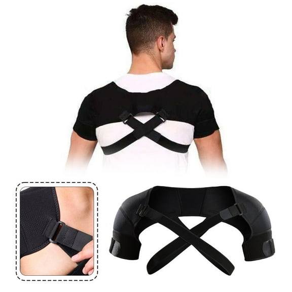 FurNest Double Shoulder Brace Support Belt Compression Strap Wrap Injury Pain R