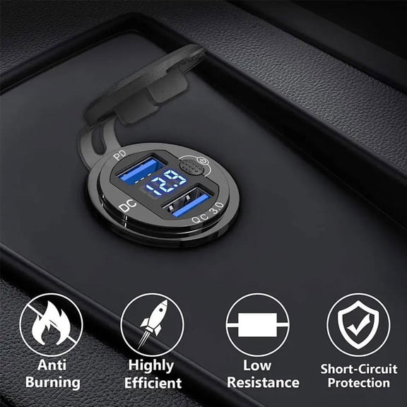 FurNest Dual USB Charger Hella Din-Plug Socket Adapter For Motorcycl