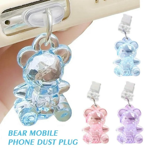 FurNest Dust Plug Charm Type C Anti Dust Plugs, Mobile Dustproof Plugs with Bear Pendants USB C Port Caps Protector Charging Port Plugs Pendants for All Type-C Devices Laptops Tablets Smart P