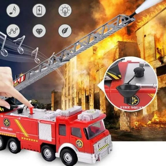 FurNest Electric Fire Truck Water Spray Music Fire Engine Car Toy Educational