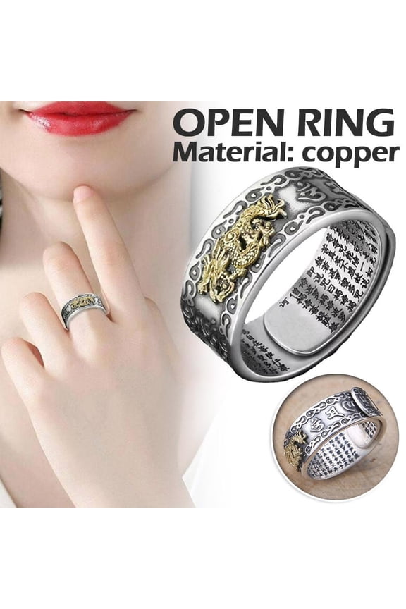 Feng Shui Rings Adjustable Buddhist Mantra Attract Open We
