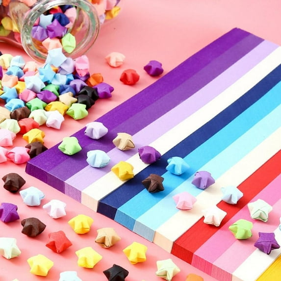 FurNest Five-Pointed Star Origami, 27 Assortment Colors Paper Star Strips, Lucky Star Decoration Paper Strips Hand Art Crafts, Paper Folded Star Gifts Expressing Blessings and Luck for
