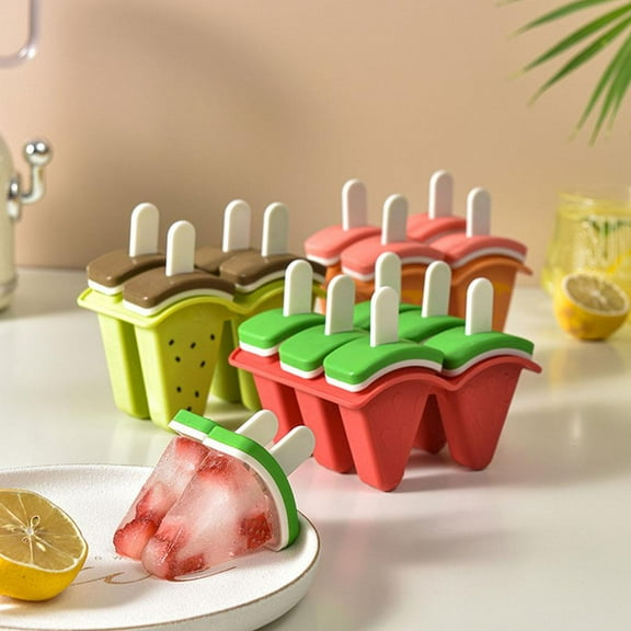 FurNest GINTBN Popsicle Molds with Sticks, Cute Watermelon Shape Silicone Ice Cream Molds, DIY Home-Made Popsicles Molds for Party Juice Sticks, Easy-Re