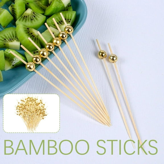 FurNest Gold Pearl Cocktail Picks, Bamboo Appetizer Toothpicks T1F0 M5E8 S5J2
