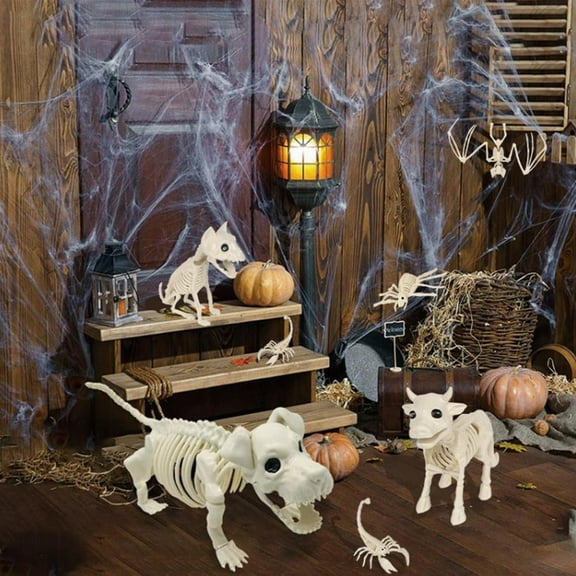 FurNest Halloween Scary Skeleton Dog Prop Animal Bones Party Shop Decoration Horro