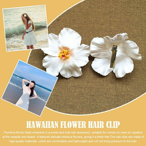 FurNest Hawaiian Flower Hair Clip, Realistic Hibiscus Hair Clip, Bohemian Flowers Hair Accessory for Dancer Bridal Wedding Beach Party Hair Clip Clips and Barrettes Hair St